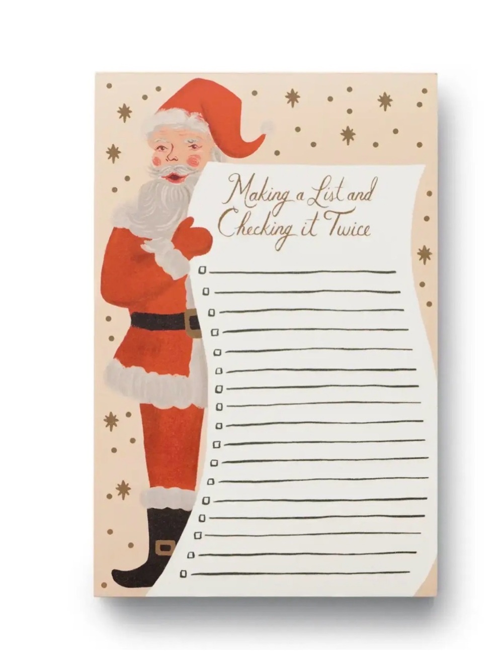 Rifle Paper Co. Santa Checklist Notepad - Red, Cream, Gold